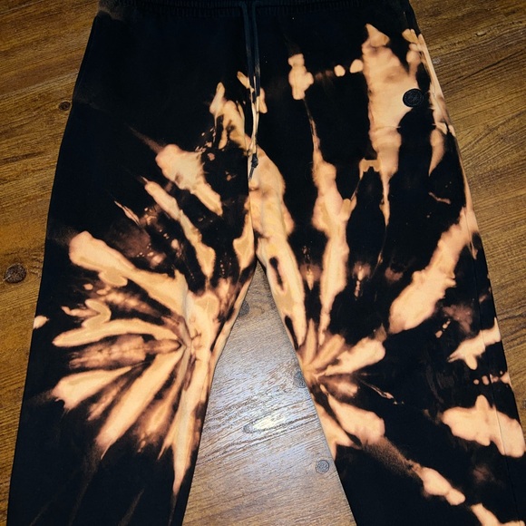 Victoria's Secret PINK Black Orange Custom Tie Dye Cozy Cuffed Joggers Size XL - Picture 3 of 10